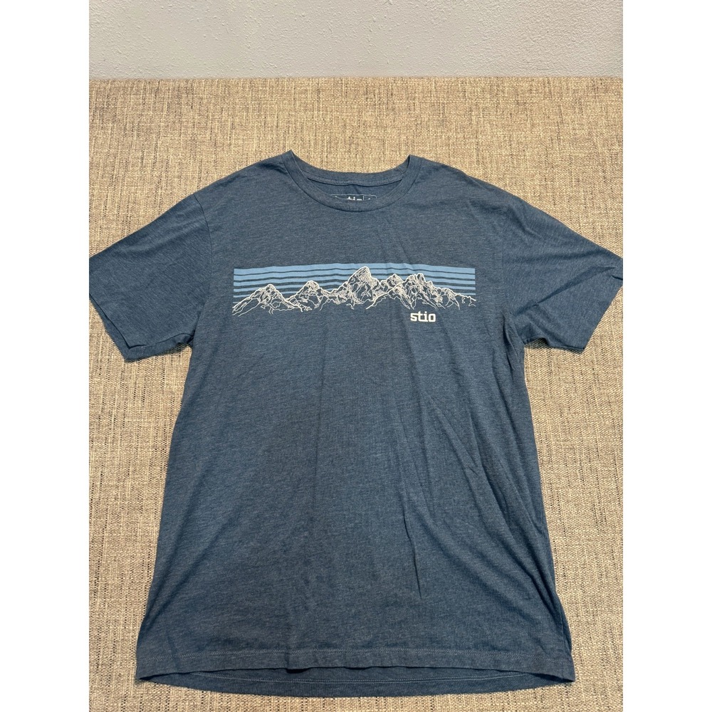 Stio T-Shirt Men's L Heather Blue Mountain Zone Tee Cotton Blend Casual Stretch